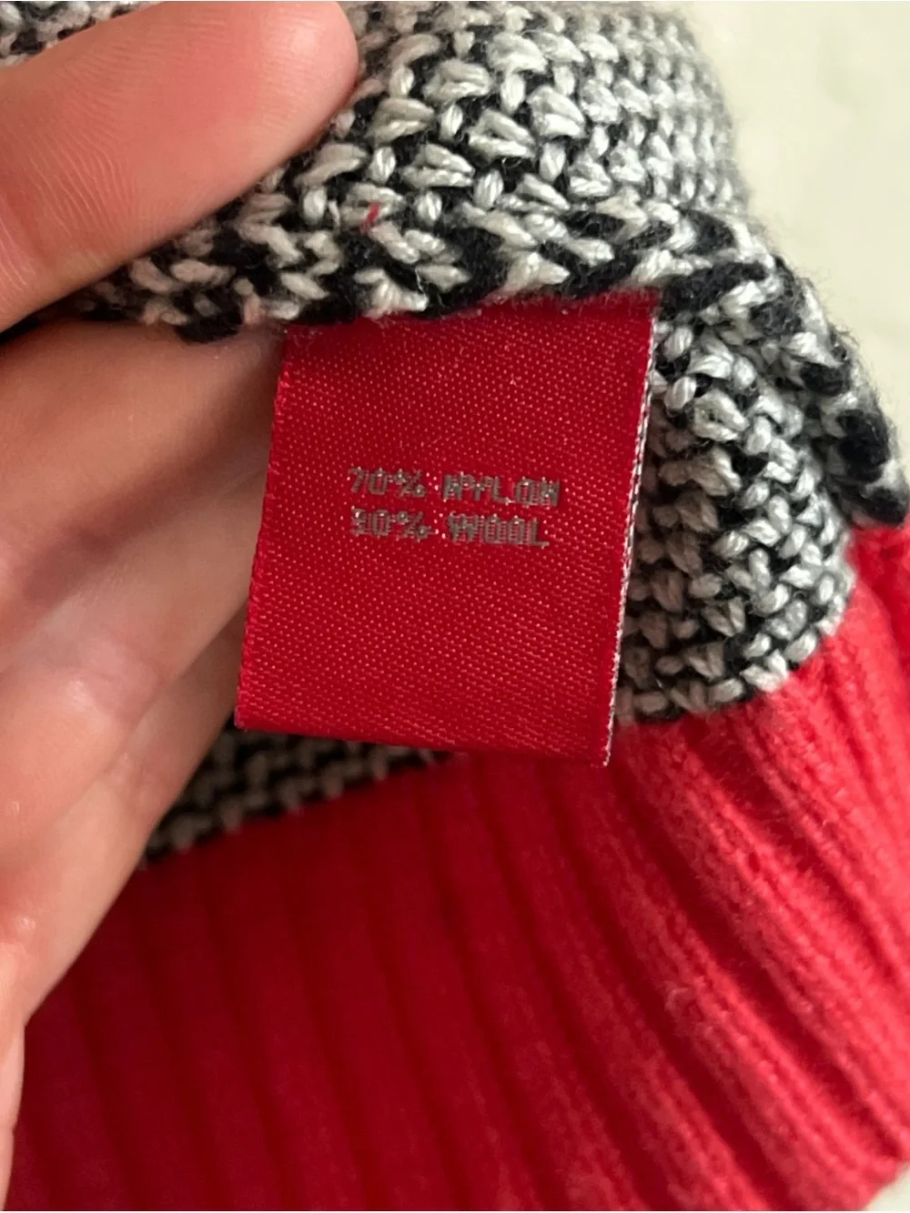 Krimson Klover Wool Nylon Boxy Crewneck Sweater Medium Black Red Textured Knit